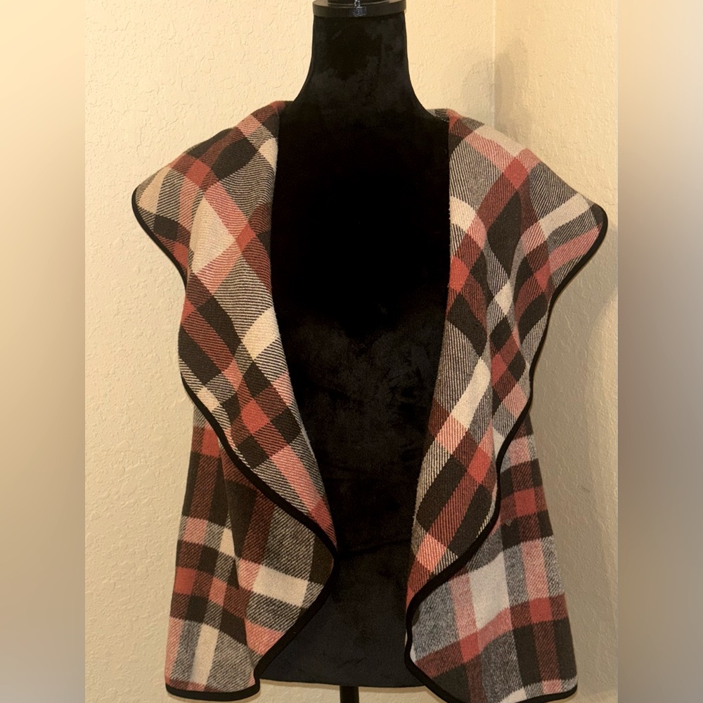 Title: Shein Plaid Open-Front Vest - Size Small